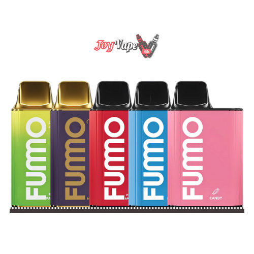 FUMMO King 6000 Puffs Disposable Vapes in various flavors, featuring colorful packaging in green, purple, red, blue, and pink, displayed in a row